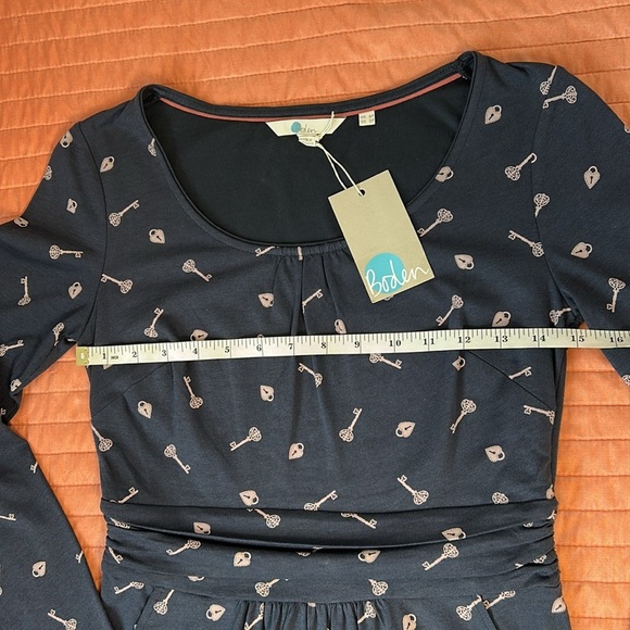 NWT Boden Mabel Dress Trinket Heart Lock and Key Chatsworth Navy Womens Size 6p - Picture 9 of 13